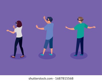 personas con gafas de diseño de ilustraciones vectoriales de tecnología aumentada de la realidad