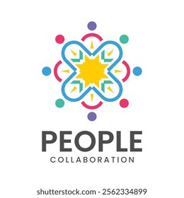 People global community logo design vector. Human logo. Team work vector mark. Celebrate together logo. Family, friends, children, and teenagers social support vector.