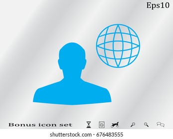 people, globe, icon, vector illustration eps10