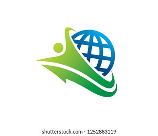 People and Globe Logo Template Design Vector, Emblem, Concept Design, Creative Symbol, Icon