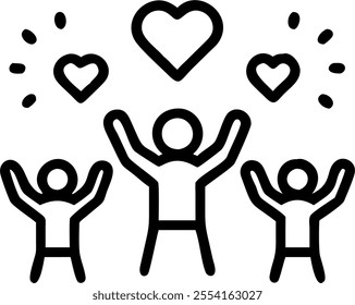 People with Glowing Hearts and Joyful Expressions concept as A group of people holding glowing hearts with joyful expressions set against a dreamy background offering ample space f