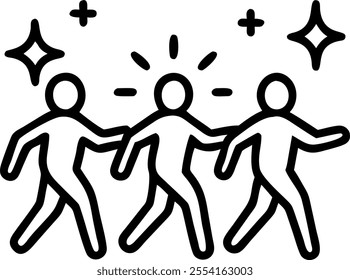 People with Glowing Pathways and Joyful Expressions concept as A group of people walking on glowing pathways with joyful expressions set against a fantastical background offering a