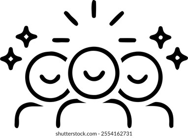 People with Glowing Smiles and Joyful Expressions concept as A group of people with glowing smiles and joyful expressions set against a fantastical background offering ample space