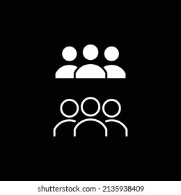 People Glyph And Line Icon, Persons Solid And Outline Vector Illustration, Group Linear Pictogram Isolated On Black. EPS 10