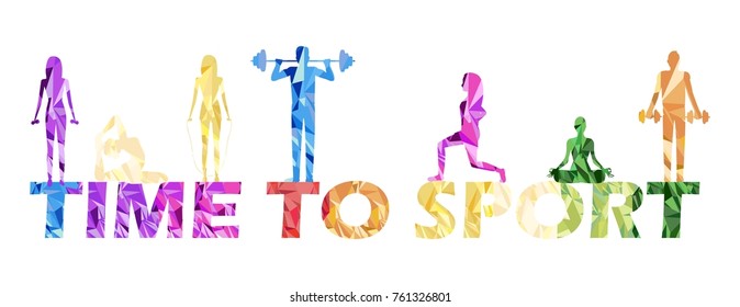 people go in for sports. colored silhouettes. vector illustration