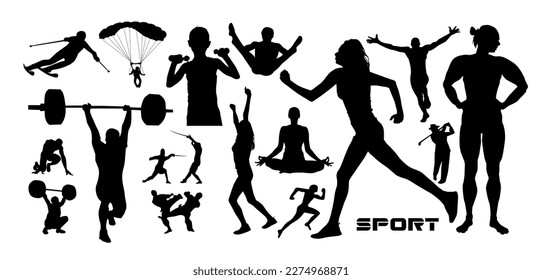 People go in for sports. Vector illustration