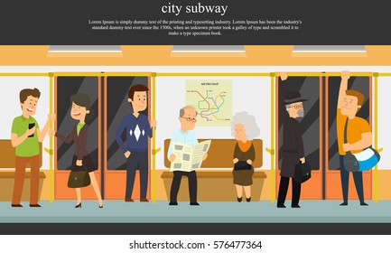 people go to the subway. vector illustration.