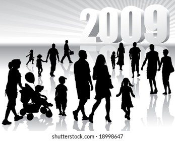 People are going to the New Year 2009.