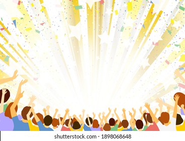a lot of people and golden effect line radiation