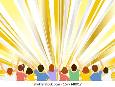 a lot of people and golden radiation