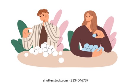 People With Good Healthy Personal Boundaries. Psychology Concept Of Respecting And Saving Limits. Couple With Separate Own Individual Space. Flat Vector Illustration Isolated On White Background