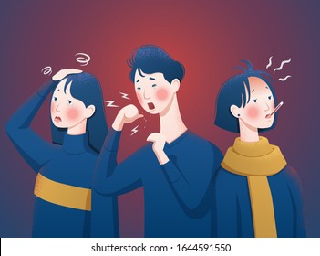 People got flu symptoms including dizzy, cough and fever, COVID-19 illustration