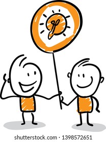 People got an idea. Doodle style vector illustration object isolated hand draw. Line art cartoon design character