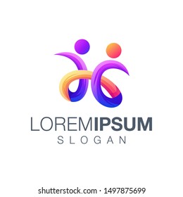 people gradient collection logo design