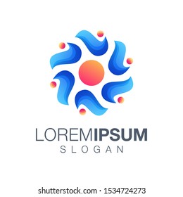 people gradient color logo design vector 