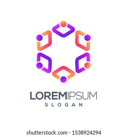 people gradient color logo design 