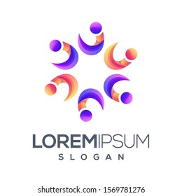 people gradient color logo design
