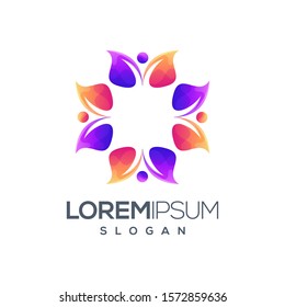 people gradient color logo design