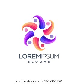 people gradient color logo design