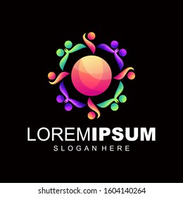 people gradient logo design vector