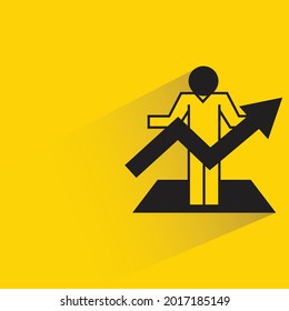people with graph icon on yellow background