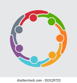 People Graphic Of 7 Persons In Circle. Vector Design