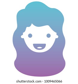 people graphic face of woman with long wavy hair in degraded blue to purple color silhouette