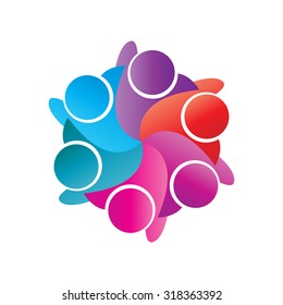 People graphic logo. Teamwork 6 group vector.