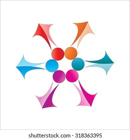 People graphic logo. Teamwork 6 group vector.