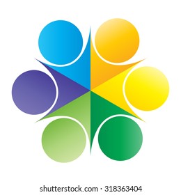 People graphic logo. Teamwork 6 group vector.