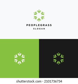 People Grass logo icon flat design template