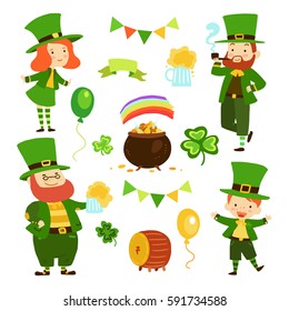 The people in green clothes celebrating the saint Patrick day vector illustration.