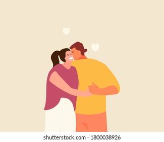 People greeting each other. Lovers, friends vector illustration
