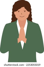 people greeting flat vector illustration. women, neatly dressed say hello.