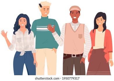 Gesto de bienvenida de la gente. Diferentes representantes de naciones saludando con la mano