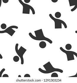 People greeting with hand up icon seamless pattern background. Person gesture vector illustration. People leader symbol pattern.