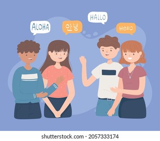 personas, saludos en diferentes idiomas