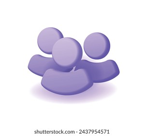 People group 3d icon vector, employees team staff graphic clip art image, crowd persons silhouette shape render, users or customers social clipart modern design