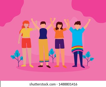 people group celebration queer community lgbtq vector illustration