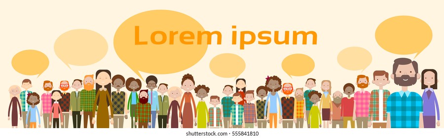 People Group Chat Bubble Communication Social Network Flat Design Vector Illustration