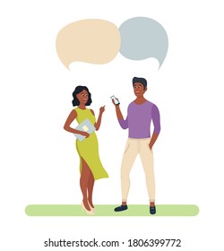 Gente Grupo Chat Bubble Colegas De Recursos Humanos. Discutiendo sobre el plano de la red social de comunicación. Ilustración del vector EPS10