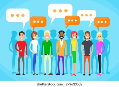 People Group Chat Social Network Communication Flat Vector Illustration