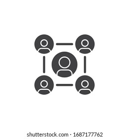 People group connection vector icon. Social network filled flat sign for mobile concept and web design. Multiple user glyph icon. Symbol, logo illustration. Vector graphics
