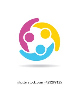  People Group Connectivity Logo. Vector Graphic Design Illustration