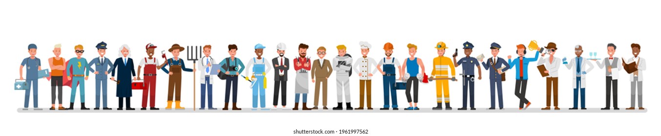 People group different job and occupations character vector design. Labor Day.