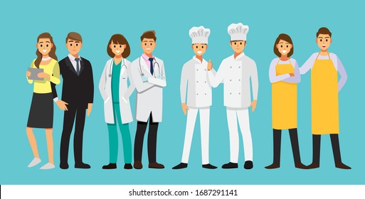 People Group Different Job Set 04 ,  Flat Vector Illustration Background