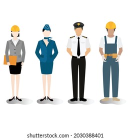 People Group Different Job Set, Flat Vector Illustration Background