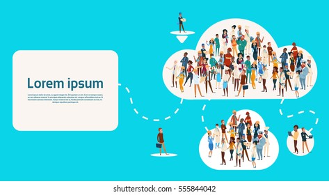 People Group Different Occupation, Employees Mix Race Workers Network Social Communication Flat Vector Illustration