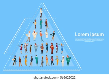 People Group Different Occupation Employees Mix Race Workers Banner Flat Vector Illustration