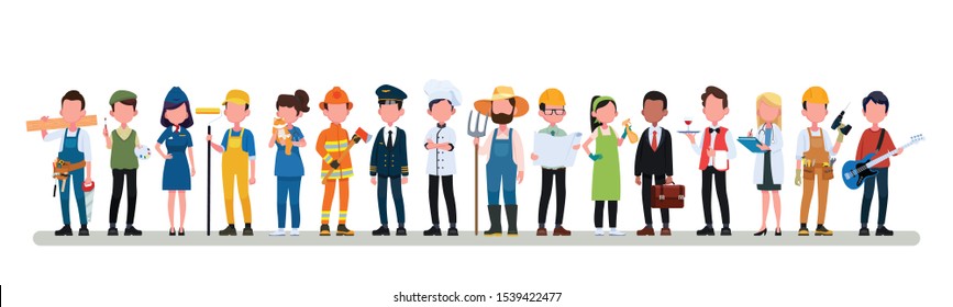 People Group Different Occupation Profession Set, International Labor Day Flat Vector Illustration